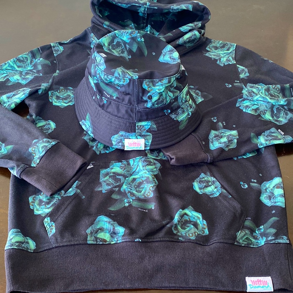 RARE 2015 💎DIAMOND X MOB PULLOVER HOODIE & SUPREME B1 TCH BUCKET HAT SET Size M